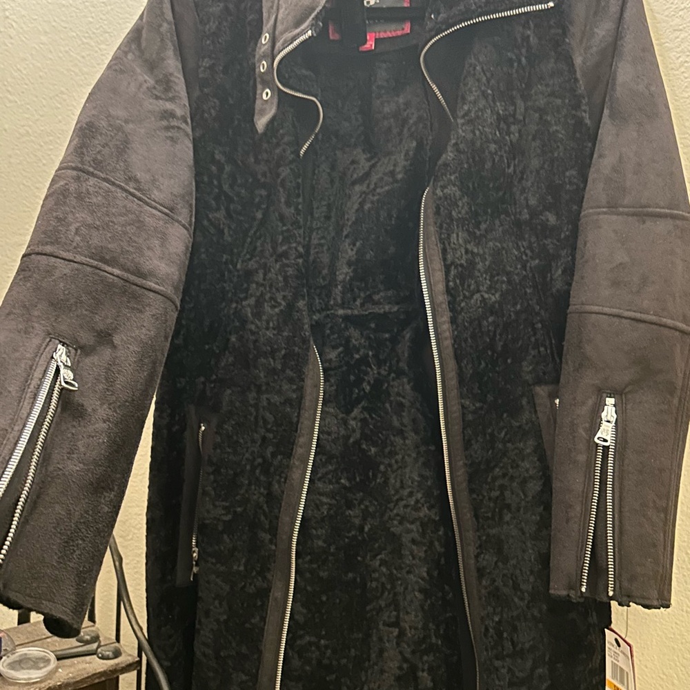 NWT Rare Vince Camuto Black Suede Black Coat Small - Picture 4 of 7